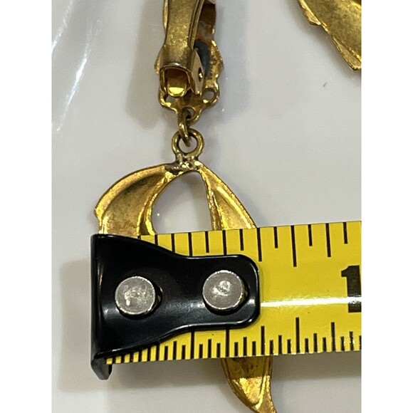 Damascene Asymmetrical Made in Spain 2" Dangle Black Silver Gold Victorian Goth - Picture 7 of 7